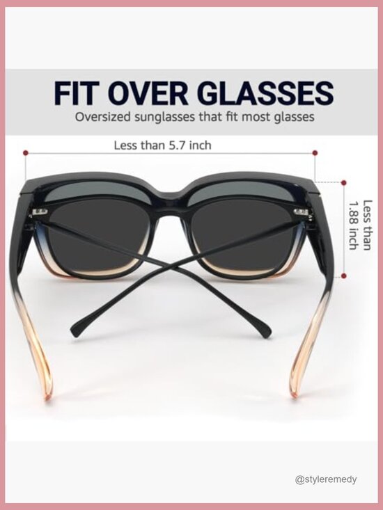 Polarized Fit Over Sunglasses Square Oversized UV Protection main image 4